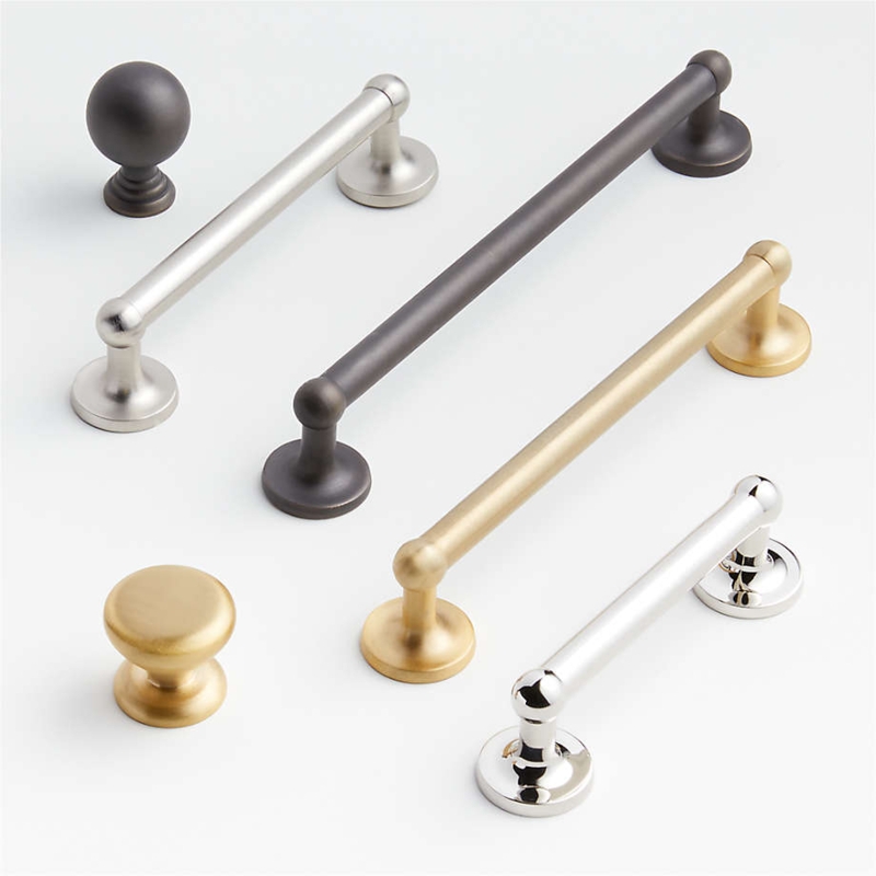 Modern Brushed Bronze Cylindrical Bar Pulls with Rounded Ends