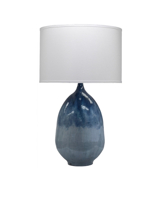 Modern Coastal Extra Tall Table Lamp Blue Ombre Finish Glossy Metal