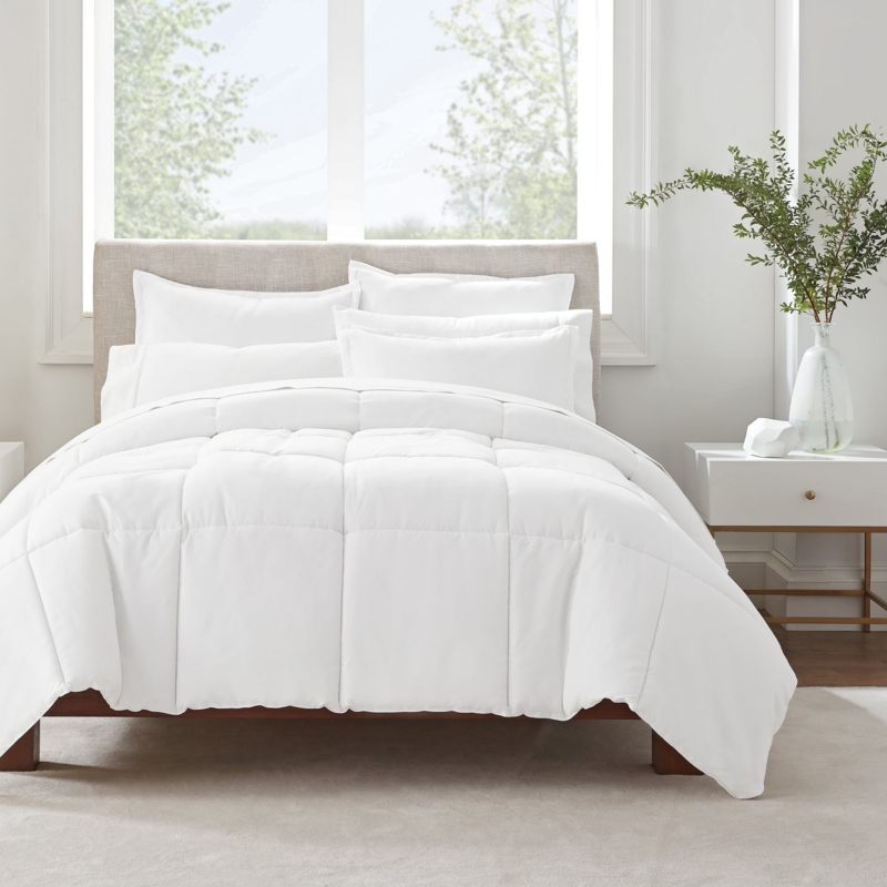 Modern Comforter Set Charcoal Headboard Contrast Serene Blue Grey