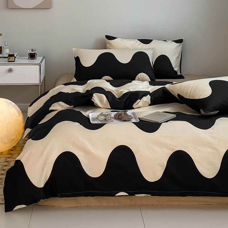Modern Cow Print Bedding Set Black And White Organic Spots Duvet
