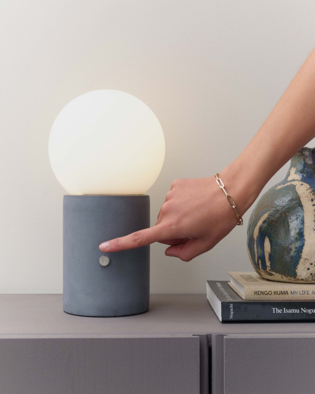 Modern Cylindrical Cement Table Lamp for Shelf Styling