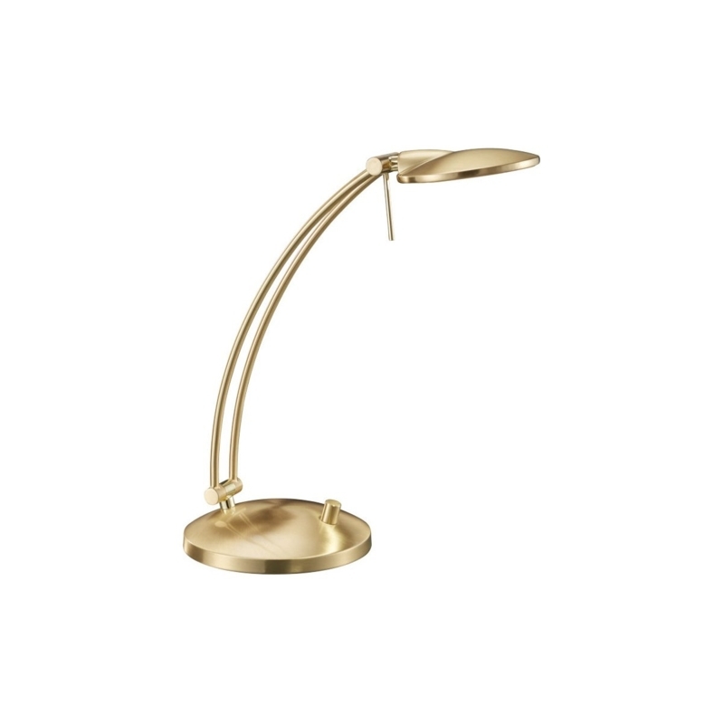 Modern Desk Lamp, Satin Brass Finish, Cylindrical Shade, Minimalist