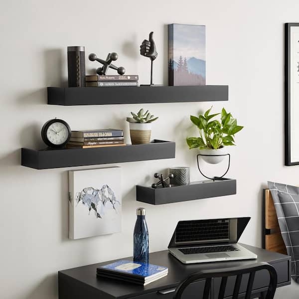 Modern Floating Shelf Set with Staggered Styling