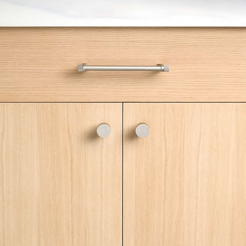 Modern Fluted Brushed Nickel Cabinet Drawer Bar Pulls | Crate & Barrel