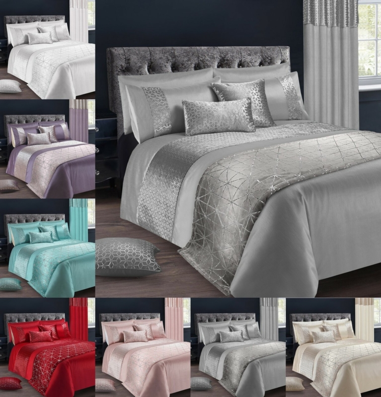 Modern Glam Bedding Set with Metallic Foil Print, Navy Plush Velvet