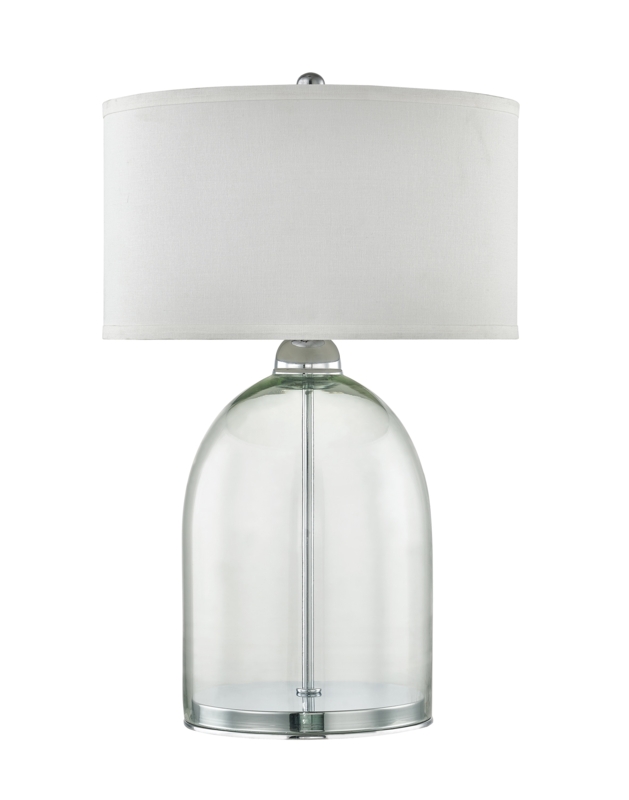 Modern Glass Cylinder Table Lamp with Pull Chain Switch and Chrome Accents