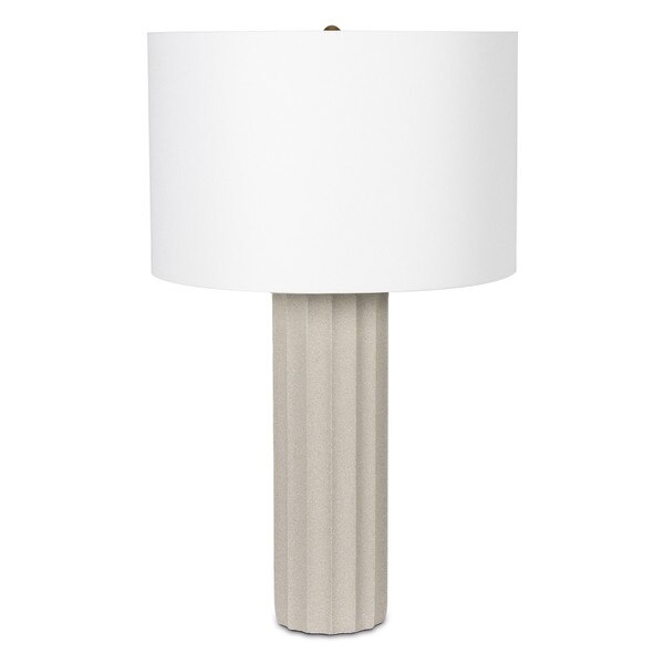 Modern Gray Tambour Ribbed Concrete Table Lamp