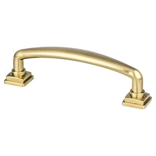 Modern Linear Cabinet Pull in Brushed Gold with Stepped Feet Details