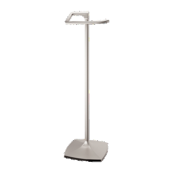 Modern Minimalist Brushed Nickel Stand with Rectangular Base