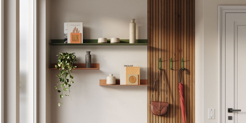 Modern Minimalist Entryway Organization Ideas with Modular Shelves