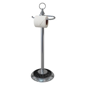 Modern Mixed Material Chrome and Black Stand with Reserve Storage