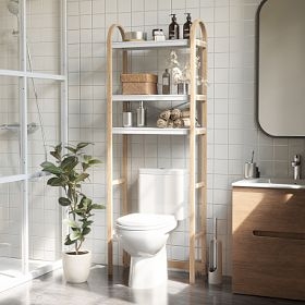 Modern Over-The-Toilet Shelf featuring a Unique Arched Wood Frame