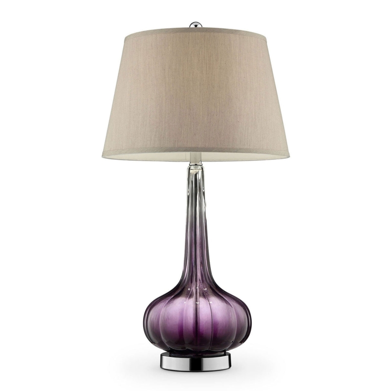 Modern Purple Faceted Table Lamp with Geometric Base