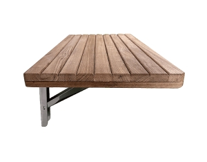 Modern Shower Bench with Slatted Wood Top and Metal Legs