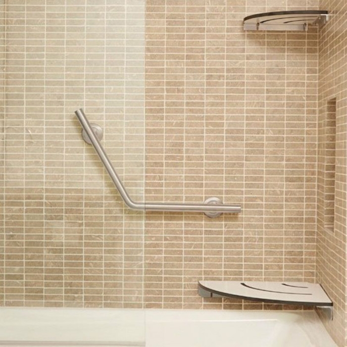 Modern Shower Seat: Corner Fitting with Matching Shelf