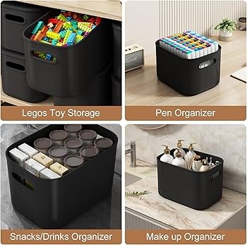 Modern Stackable Storage Bins with Side Handles for Pantry Organization