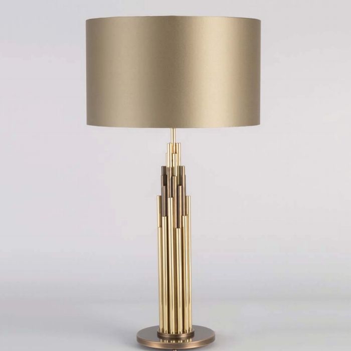 Modern Table Lamp: Polished Base with Sage Green Conical Shade