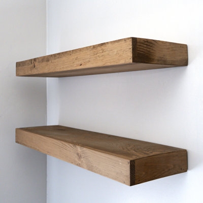 Modern Thick Profile Floating Shelves, Chunky Wood Wall Display Ideas