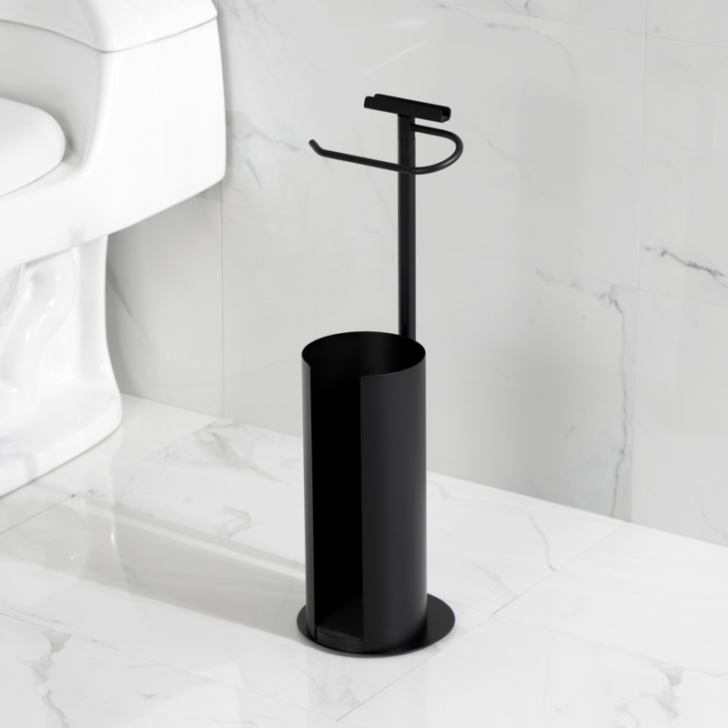 Modern Toilet Paper Holder Stand featuring Integrated Phone Shelf