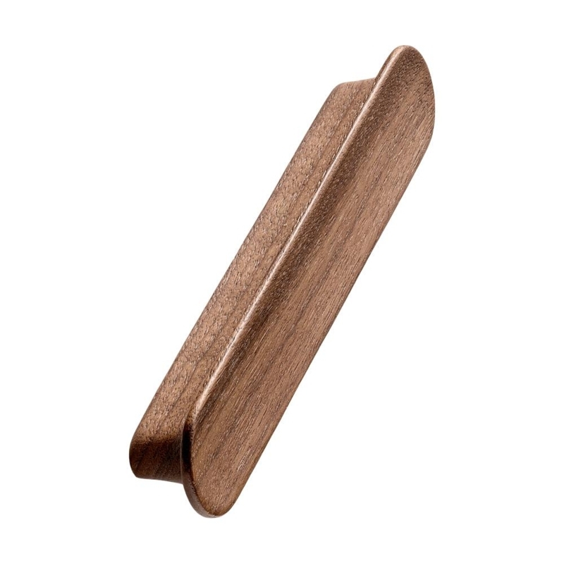 Modern Walnut Cabinet Pull Tuba Shape with Gold Accents