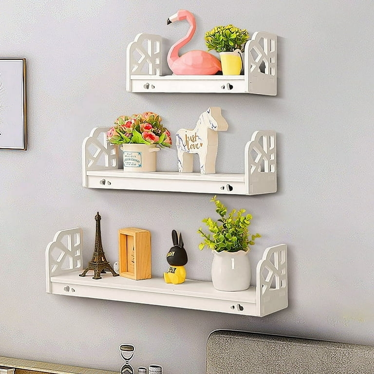 Modern White Capsule Wall Shelves Set with Rounded Edges