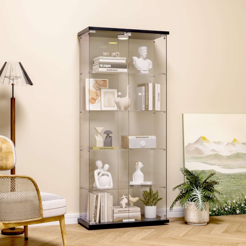 Modern White Curio Cabinet featuring Integrated LED Lighting