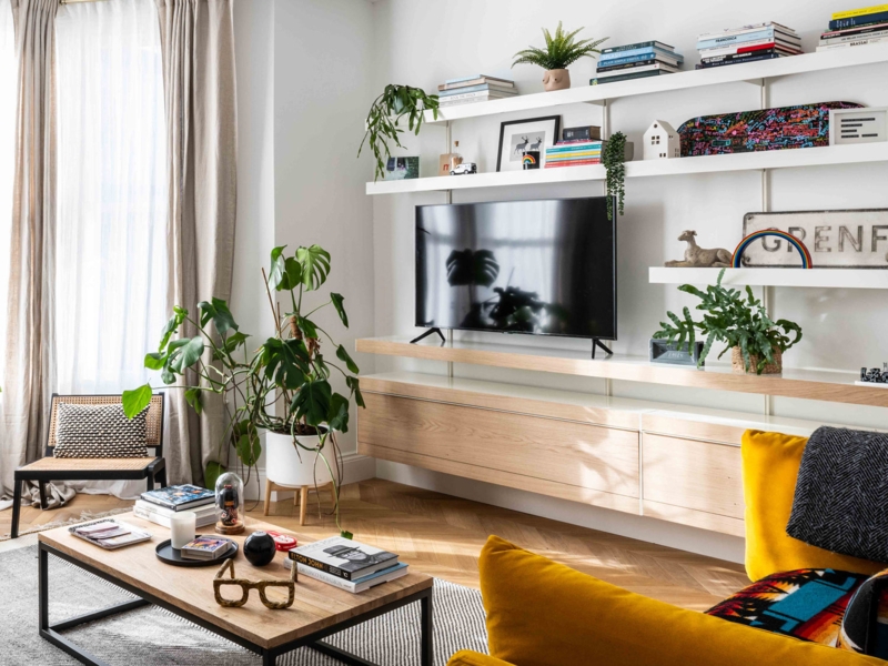 Modular Wall Shelving on Brick: Minimalist Industrial Shelf Design