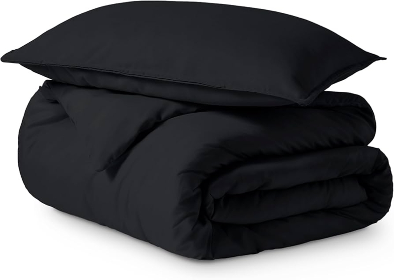 Monochromatic Black Duvet Cover Set Quilted Grid Pattern Modern