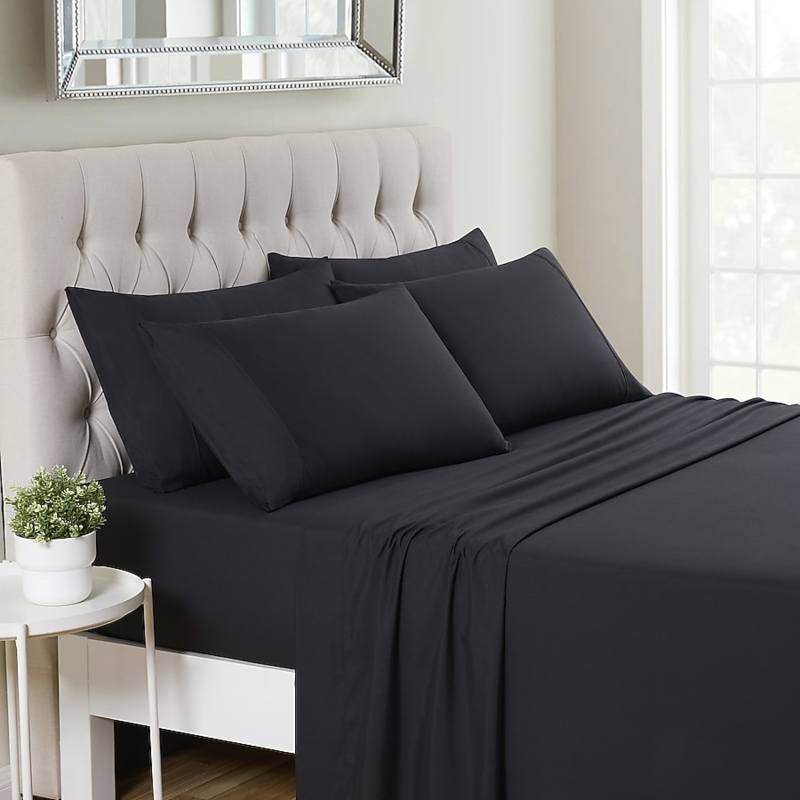 Monochromatic Deep Navy Sheet Set with Microfiber Texture