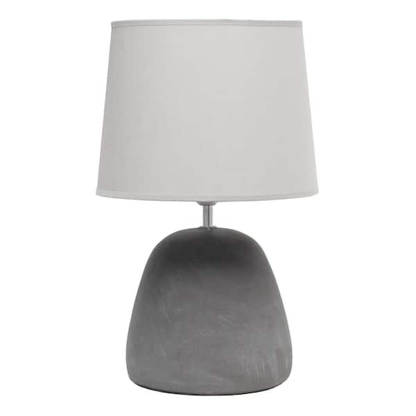 Monochromatic Grey Round Concrete Table Lamp with Shade