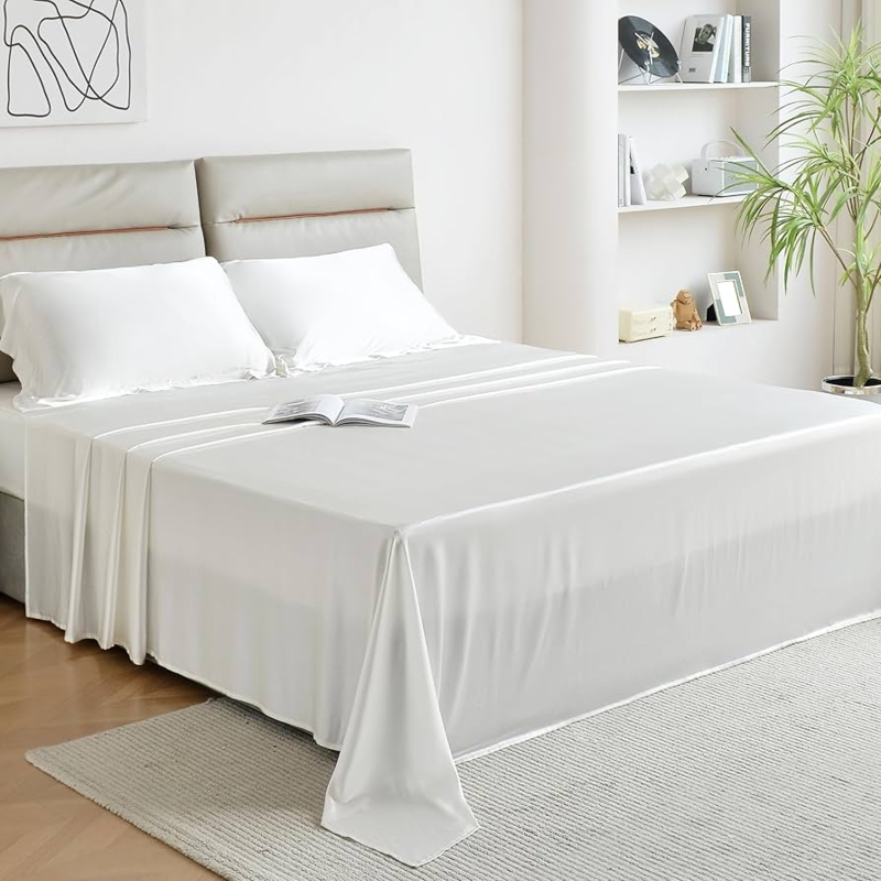 Monochromatic White Sheet Set in Contemporary Bedroom Setting