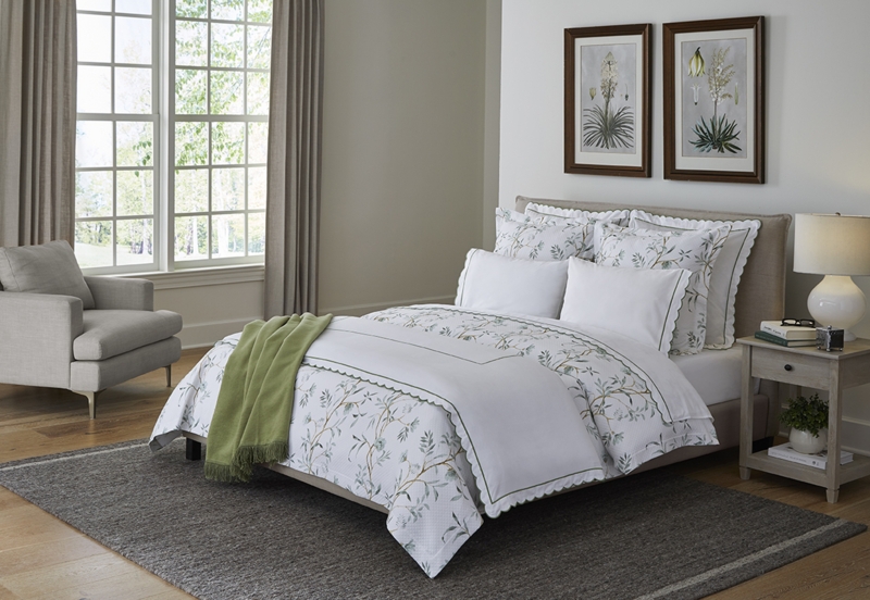 Moody Botanical Duvet Cover Set Subtle Print Bedding Ensemble