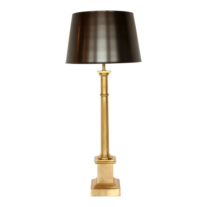 Mushroom Table Lamp: Antique Finish Base with Matte Black Domed Shade