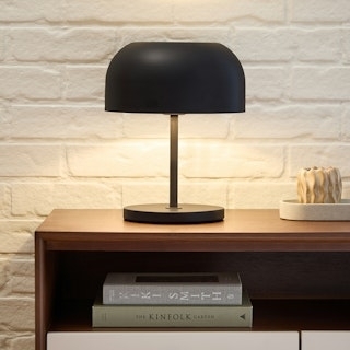 Mushroom Table Lamp Matte Charcoal Finish Dome Shade Minimalist Design
