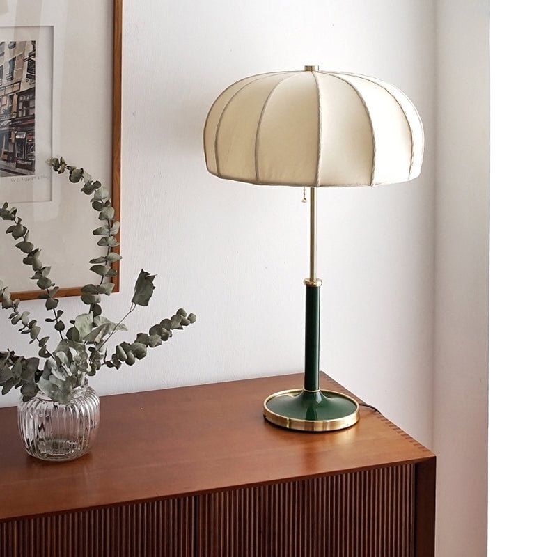 Mushroom Table Lamp Sage Green White Two-Tone Metal Dome Shade