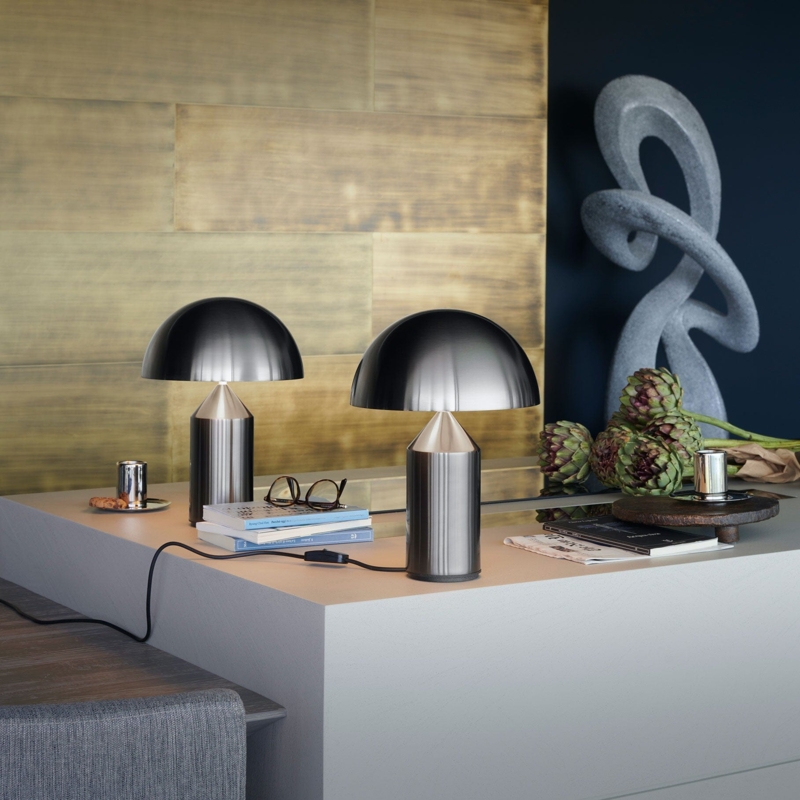 Mushroom Table Lamp with Hemispherical Shade, Polished Nickel
