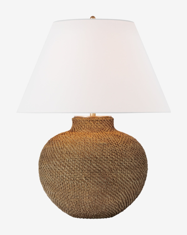 Natural Finish Rattan Table Lamp with Tapered Base