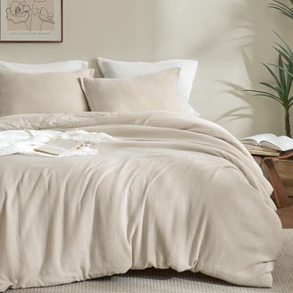 Natural Ivory Crinkled Muslin Cotton Comforter Set