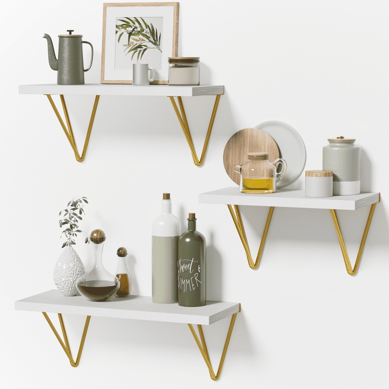Natural Wood Floating Shelf Set Graduated Sizes