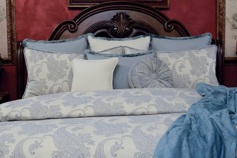 Navy and White Duvet Cover Set Traditional Intricate Floral Print