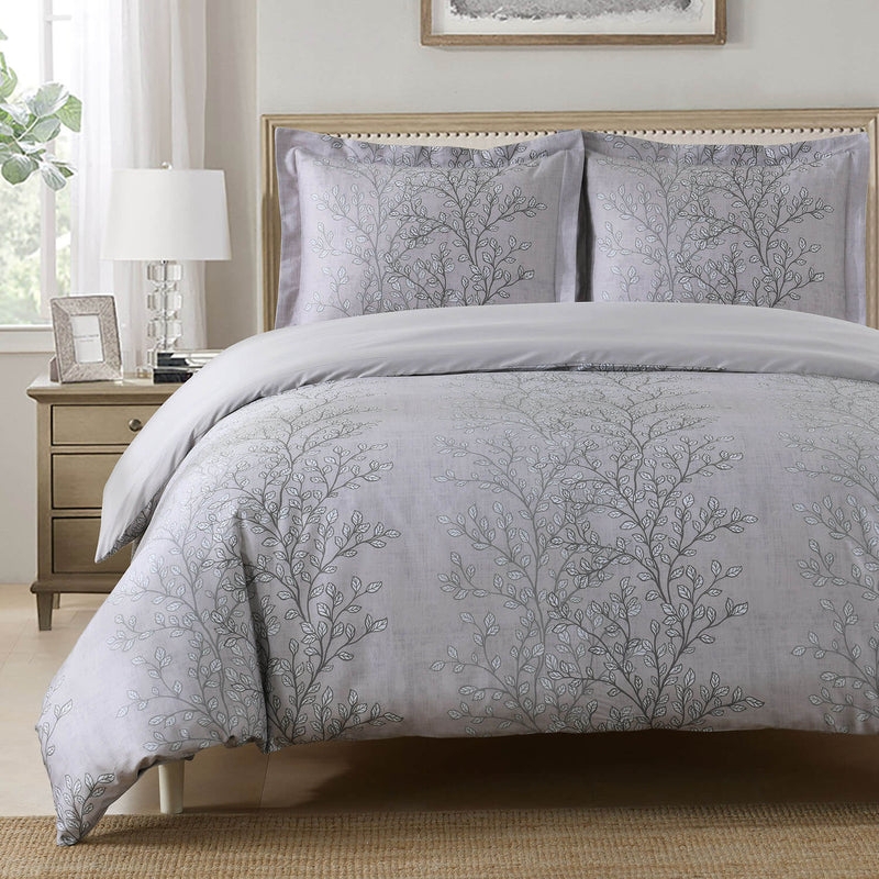Navy Arboreal Duvet Cover Set Branch Pattern High Contrast Bedding