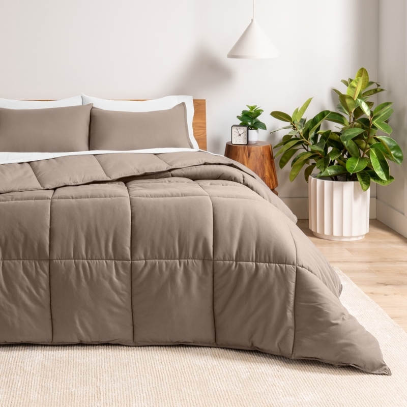 Navy Baffle Box Comforter Set Box Stitch Contemporary Style