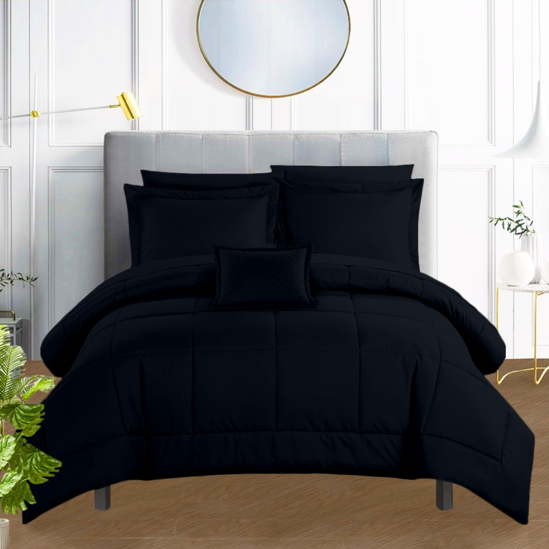Navy Blue and White Bedding Set Modern Coastal Decor