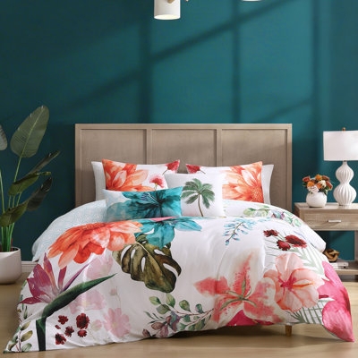 Navy Botanical Reversible Comforter Set for Moody Floral Master Bedroom
