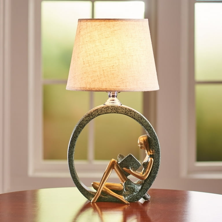 Novelty Table Lamp Reading Girl Sculpture Figural Base