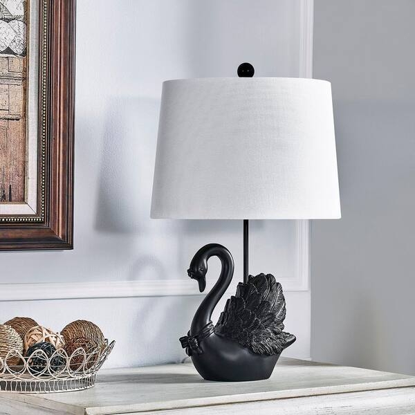 Novelty Table Lamp Swan Base Matte Black Finish Shade