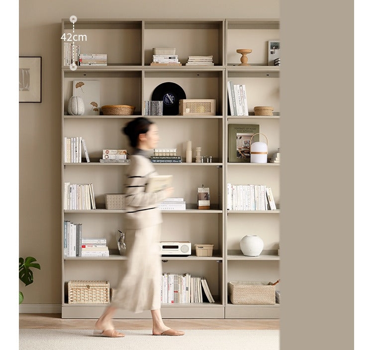Oak Solid Wood Bookcase Full Wall Bookshelf Light Luxury Display Cabinet.