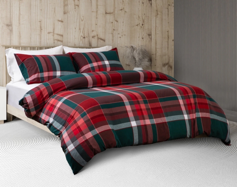 Organic Cotton Flannel Duvet Set, Fergus Plaid Navy