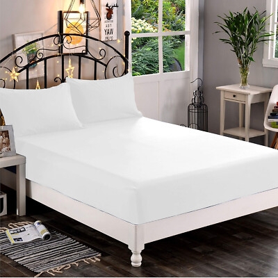 Organic Cotton Look Sheet Set White Fitted Corners Crisp