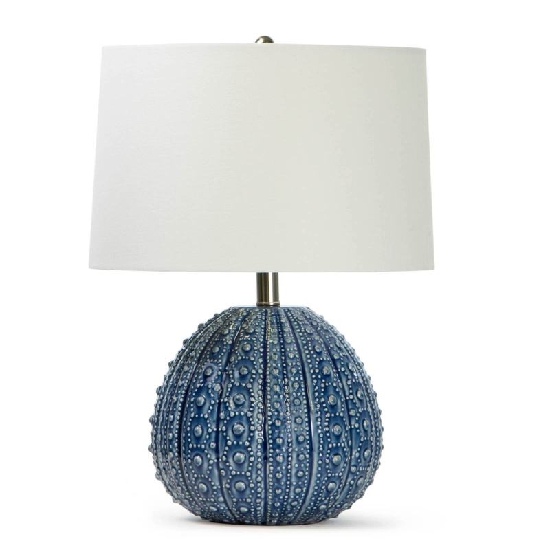 Organic Modern Lamp: Pitted Off-White Volcanic Ceramic Base